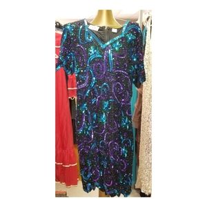Vintage size 12 beaded and sequined cocktail dress